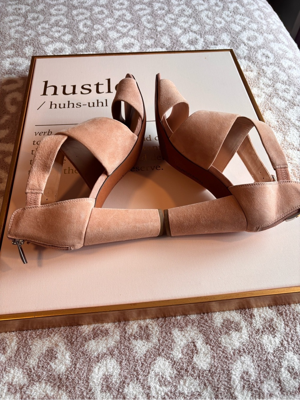 Franco Sarto Peach Suede Block Heel Sandals